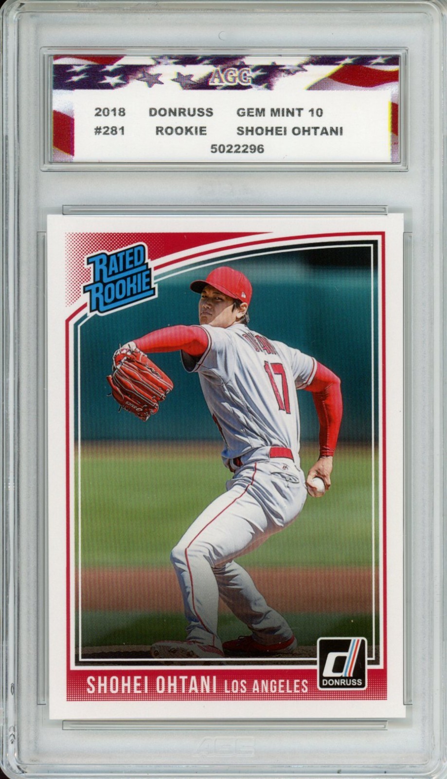 2018 Donruss #281 Shohei Ohtani AGC 10 Gem Mint Rookie Card Los Angeles Dodgers