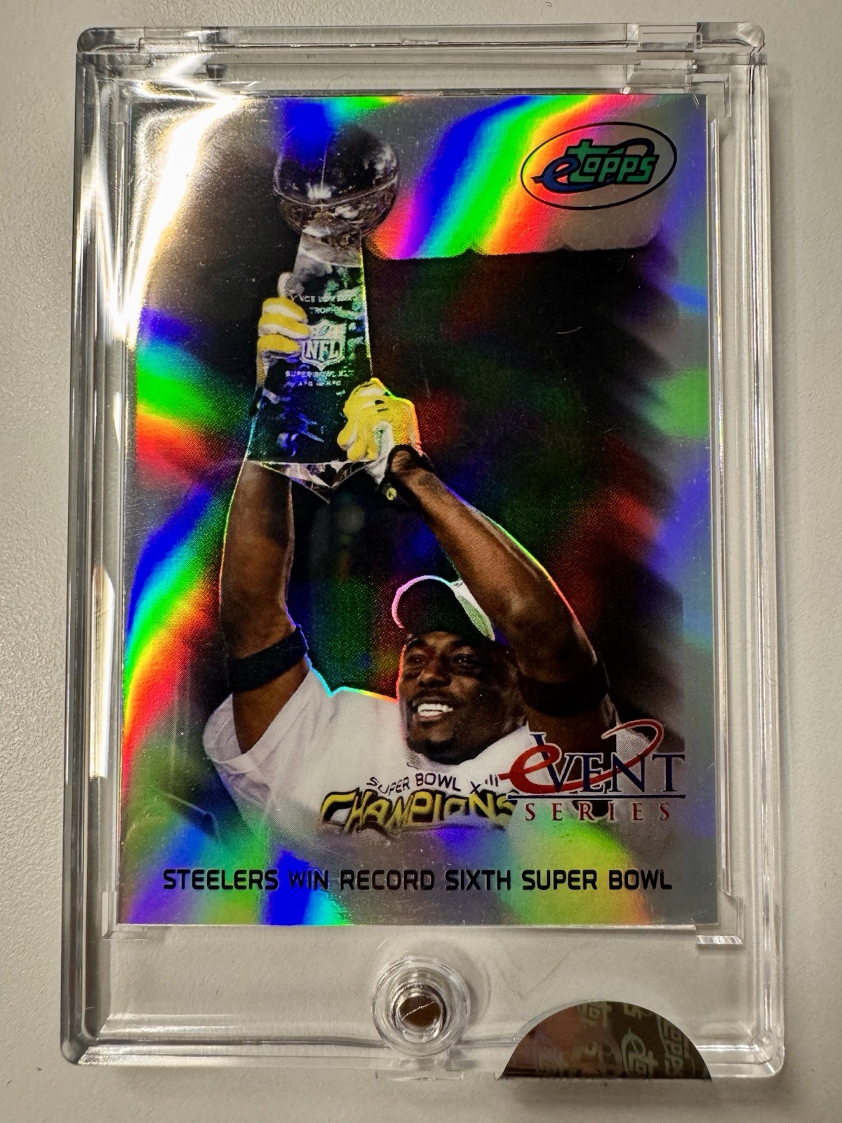 2009 eTopps Event Series #6 SANTONIO HOLMES Steelers Win 6th Super Bowl #/1499