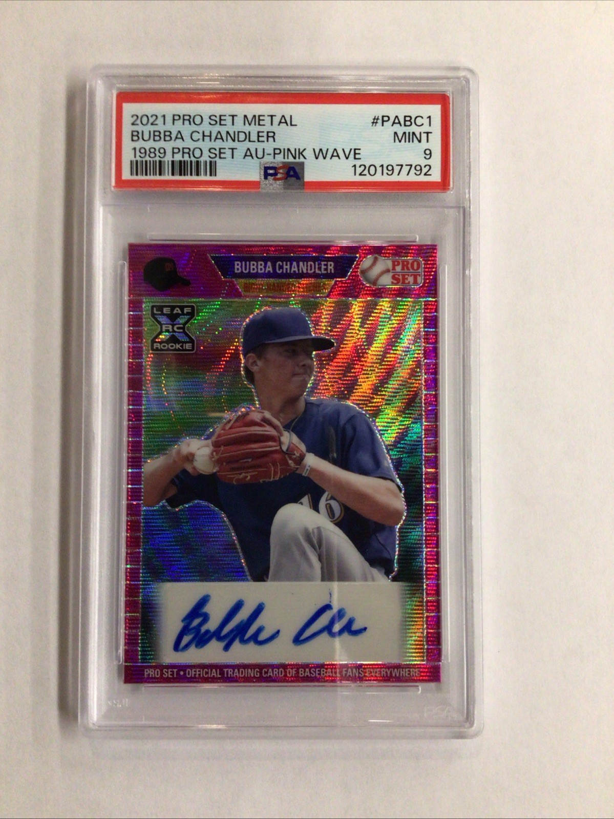 2021 Pro Set Metal 1989 Pro Set Autographs Bubba Chandler Pink Wave /15 POP 1!!