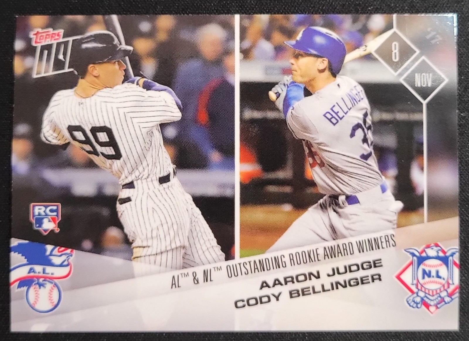 AARON JUDGE / CODY BELLINGER 2017 TOPPS NOW (RC AWARD WINNERS) ROY OS-43 YANKEES