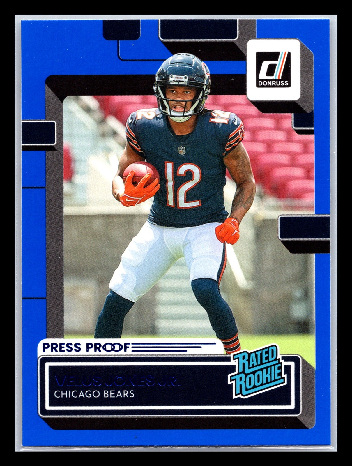 2022 Donruss #330 Velus Jones Jr. Blue Press Proof