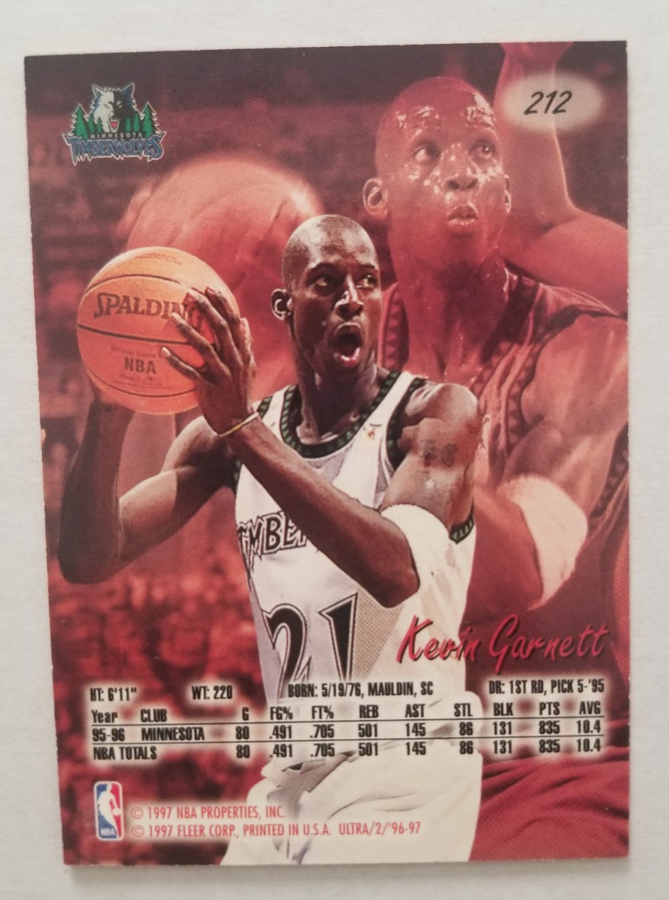 1996-97 Fleer Ultra Kevin Garnett #212 Minnesota Timberwolves