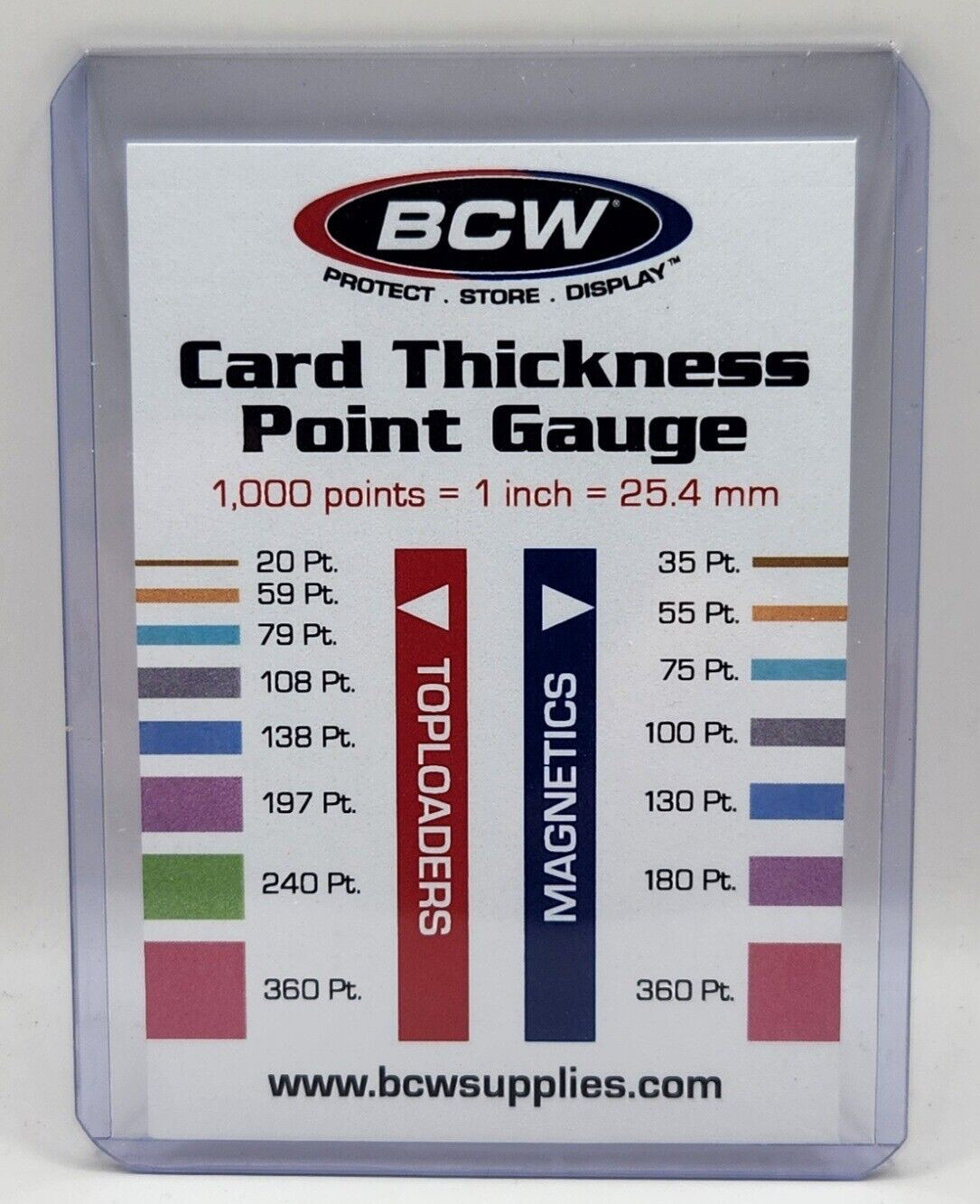 BCW Trading Card Measurement Tool Thickness Point Gauge + CBG TopLoader & Sleeve