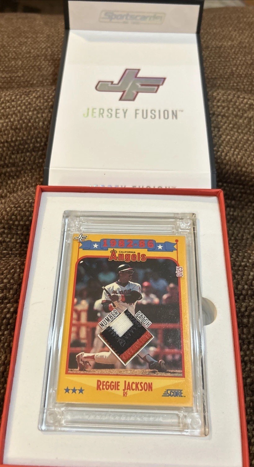 JERSEY FUSION REGGIE JACKSON GAME USED ANGELS JERSEY 3 Color SWATCHES 6/25