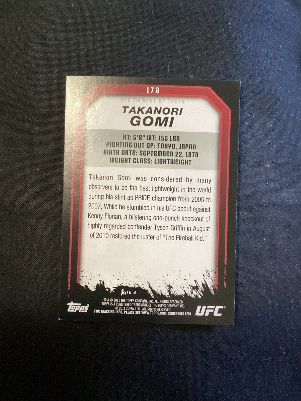 2011 Topps UFC Moment of Truth Takanori Gomi #173 V27