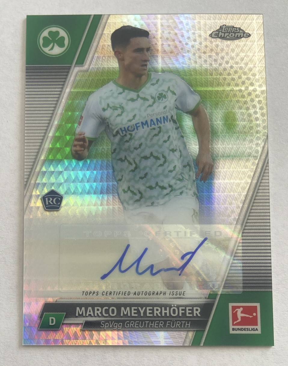 2021-22 Topps Chrome Bundesliga Marco Meyerhofer RC Auto #d 1/175 Silver Prism