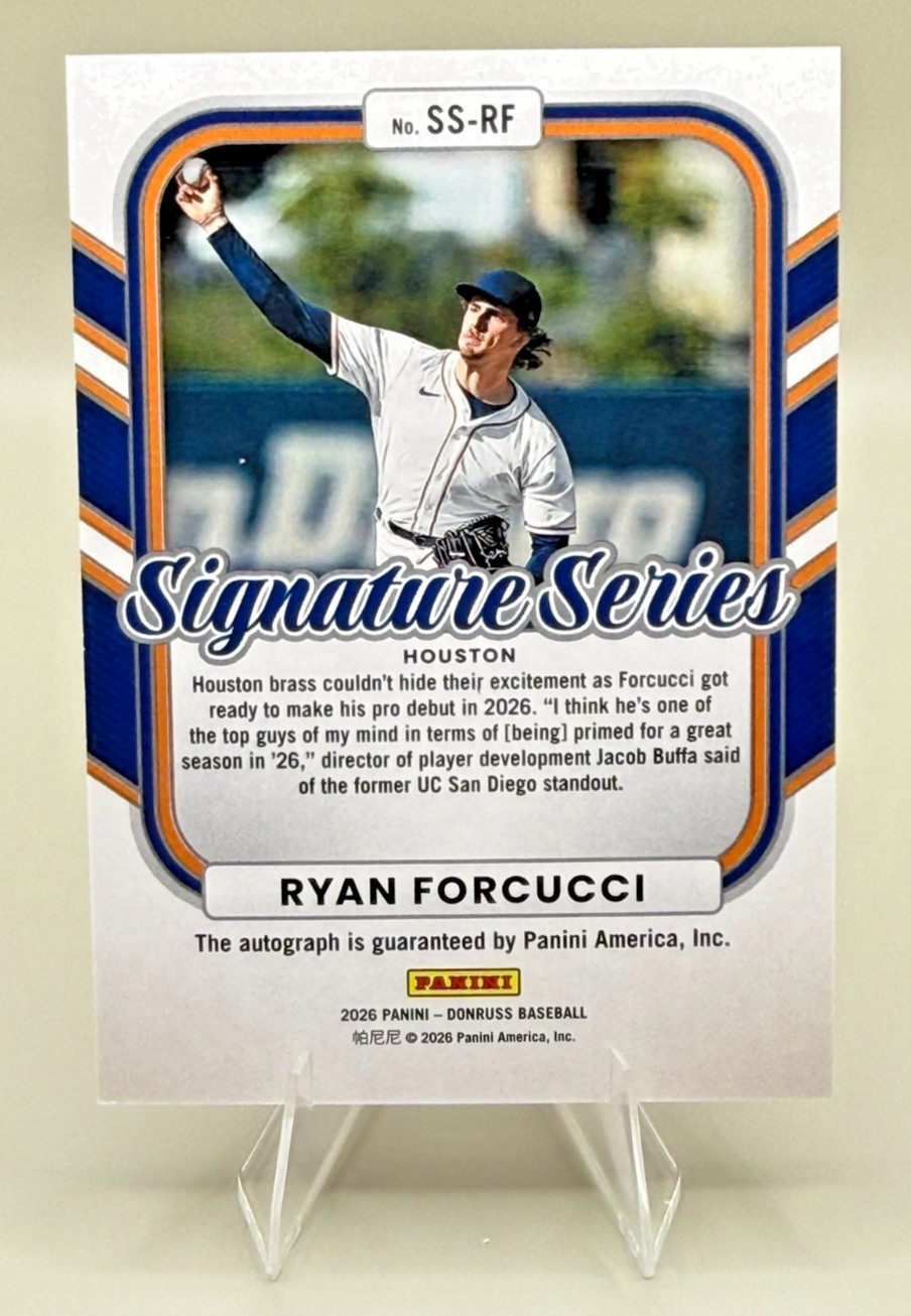 2026 Donruss – Ryan Forcucci – Signature Series Auto Holo Red /99 – Astros