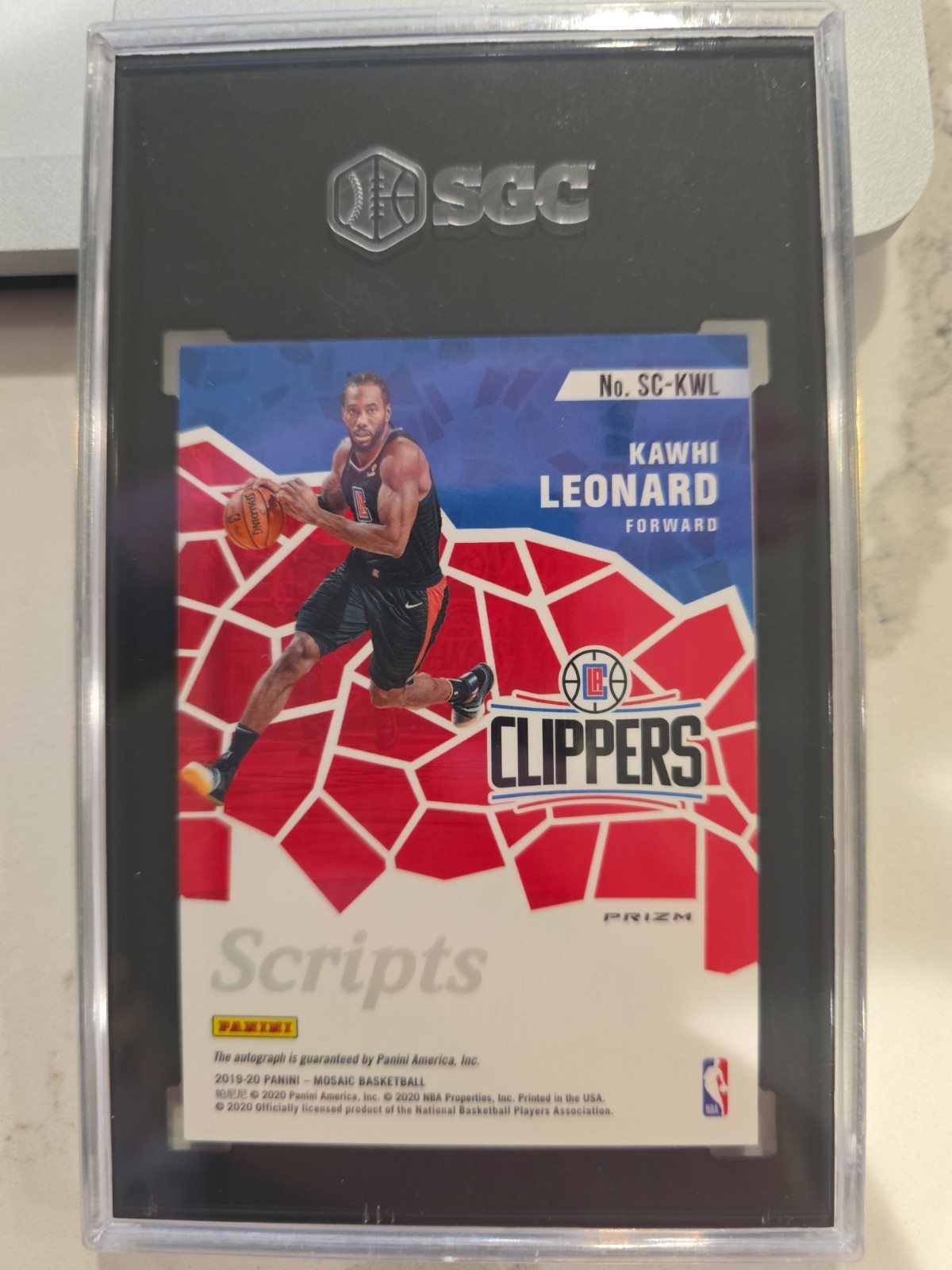 2019-20 Panini Mosaic Scripts Kawhi Leonard #SC-KWL (AU) SGC 9.5 GEM 10 Auto