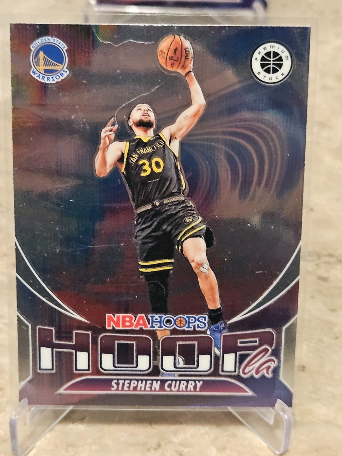 Stephen Curry 2023-24 Panini Hoops Premium Stock #8 Hoopla Silver Prizm