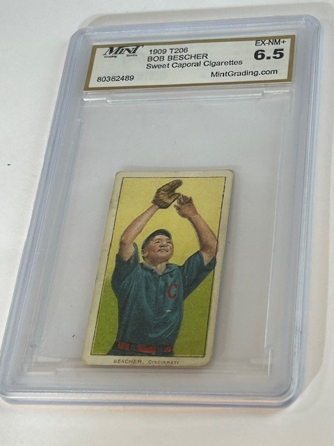 1909-11 T206 SWEET CAPORAL BOB BESCHER MINTGRADING EX-MT+ 6.5 BASEBALL CARD