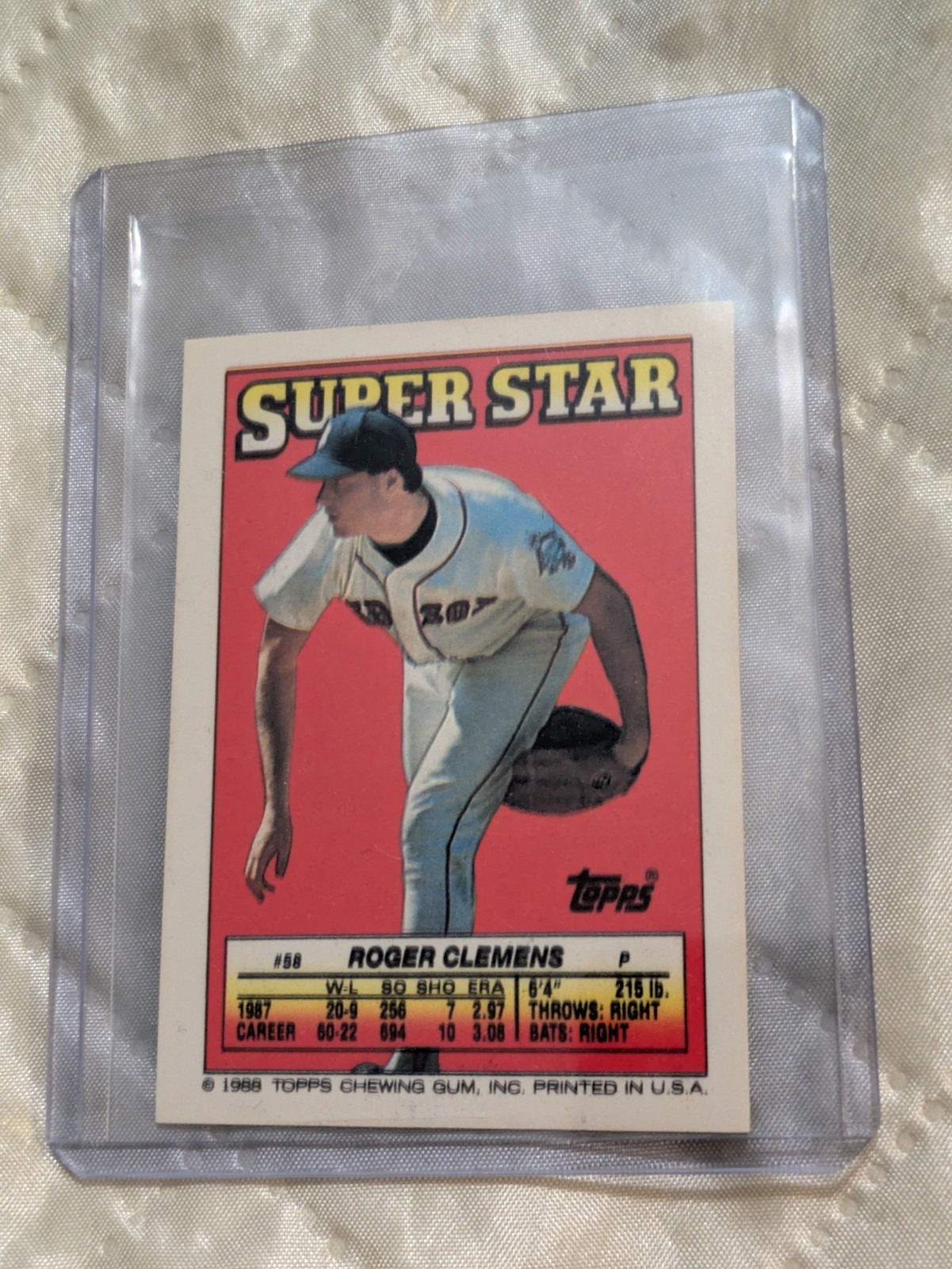 1988 Topps Super Star ROGER CLEMENS Unpeeled Sticker Overprint Error Misprint