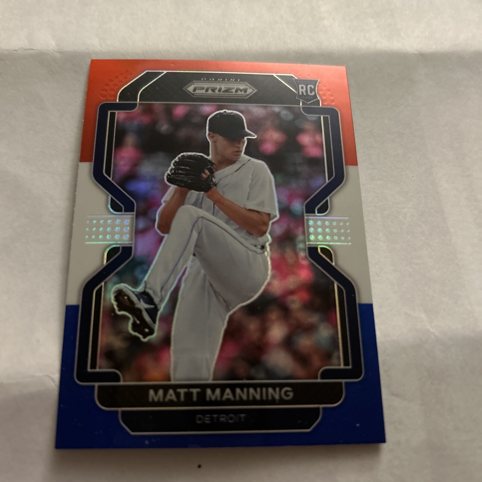 2022 Panini Prizm Red White & Blue Matt Manning RC Detroit Tigers #260 Baseball