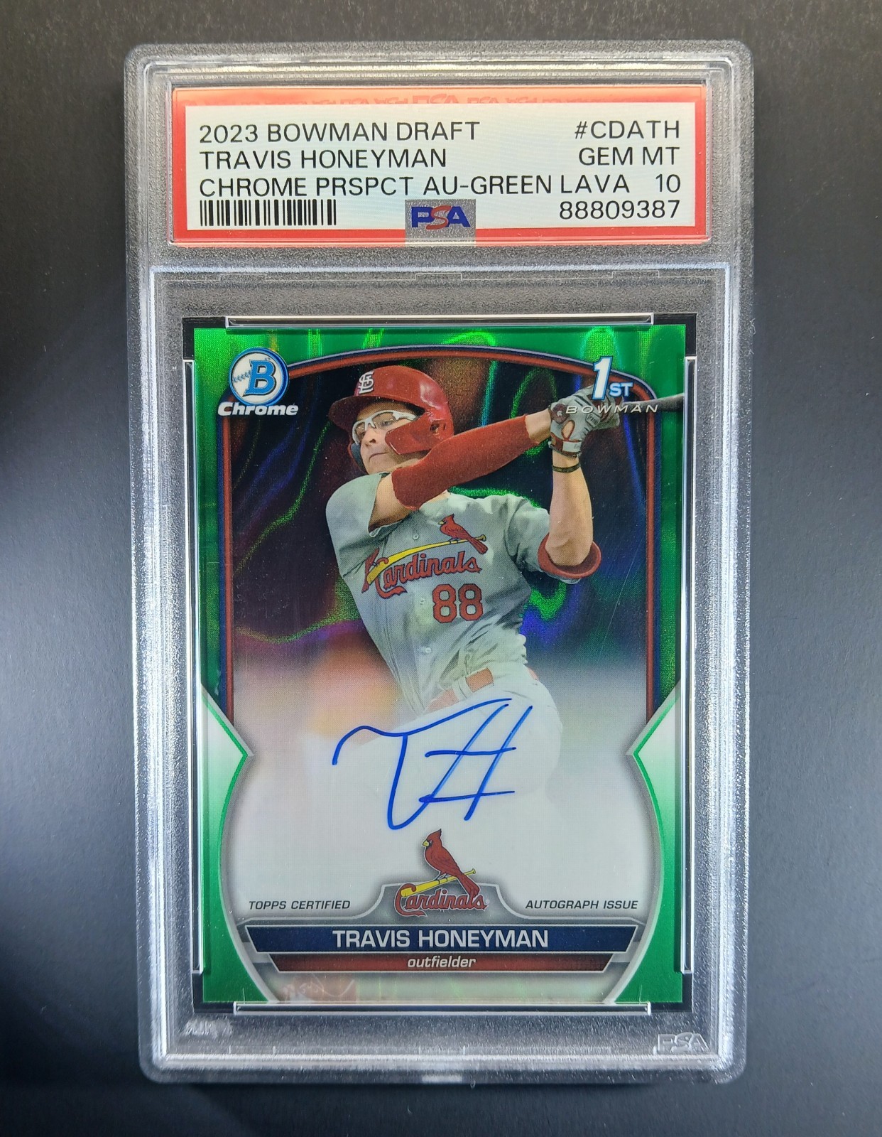 Travis Honeyman Auto /99 PSA 10 Green Lava 2023 Bowman Chrome 1st Draft