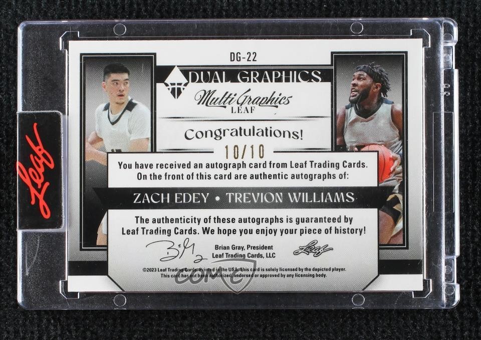 2022-23 Leaf MultiGraphics Light Blue Sparkles 10/10 Zach Edey #DG-22 Auto oh1