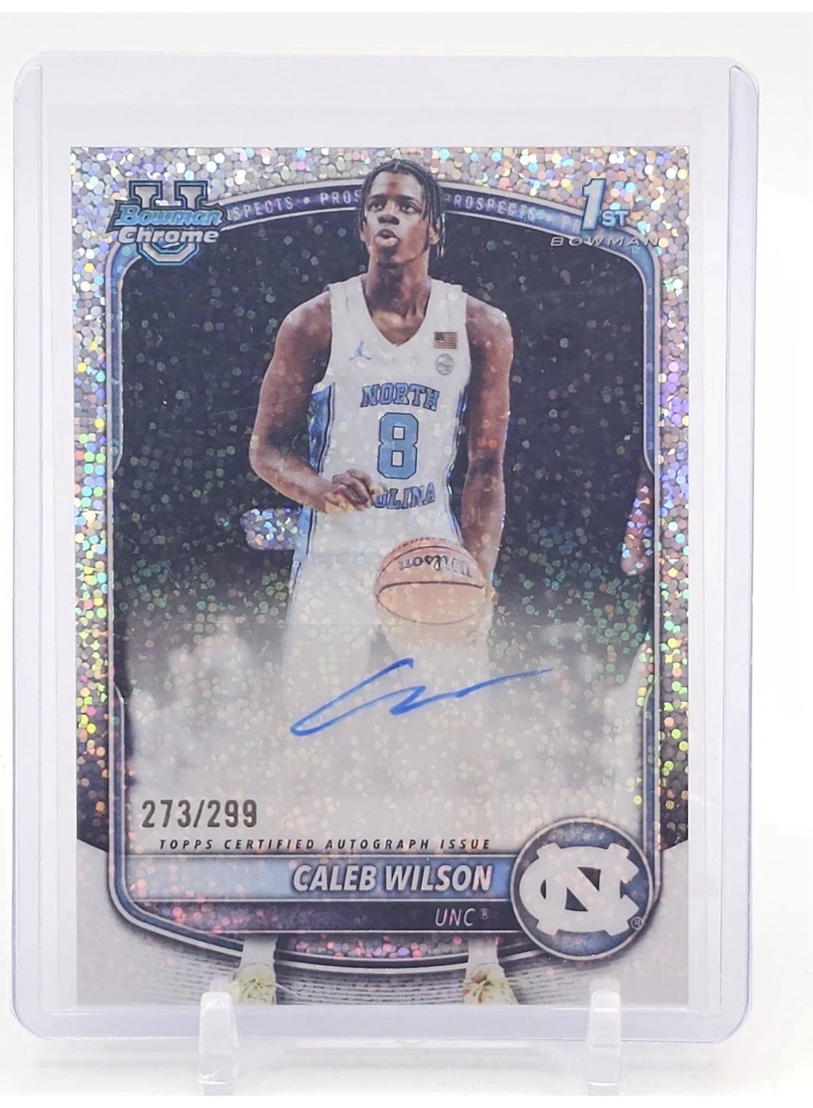 !!CHASE!! 2025-26 Topps Bowman Chrome Caleb Wilson Auto Speckle Refractor/299