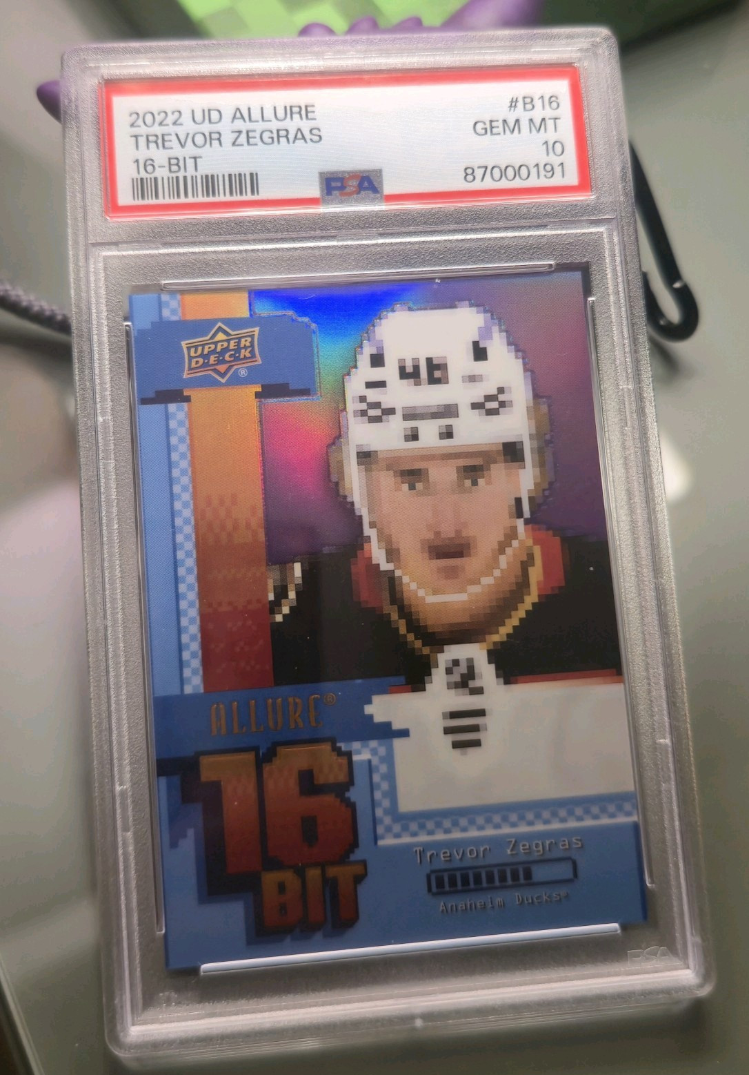 Upper Deck 2022 UD Allure 16-Bit Trevor Zegras #B16 PSA 10 Pop. 1 Anaheim Ducks