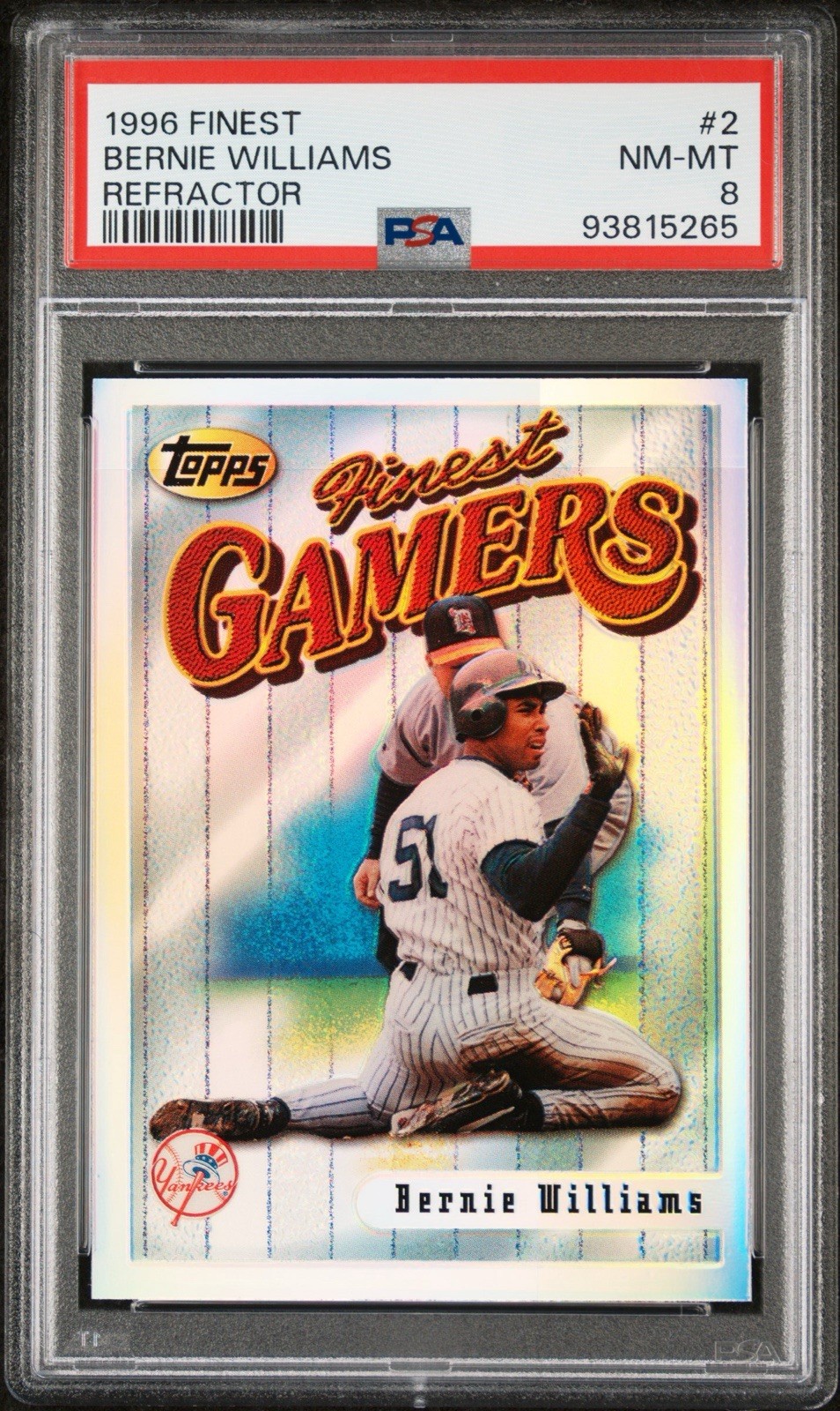 1996 Topps Finest Bernie Williams Refractor #2 Yankees Uncommon Parallel PSA 8