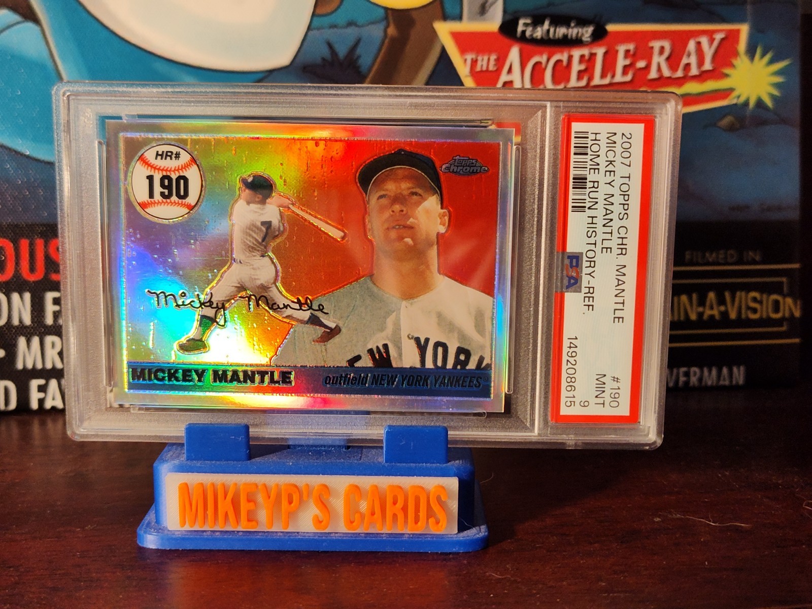 2007 Topps Chrome Mantle #190 Mickey Mantle Home Run History Refractor PSA 9