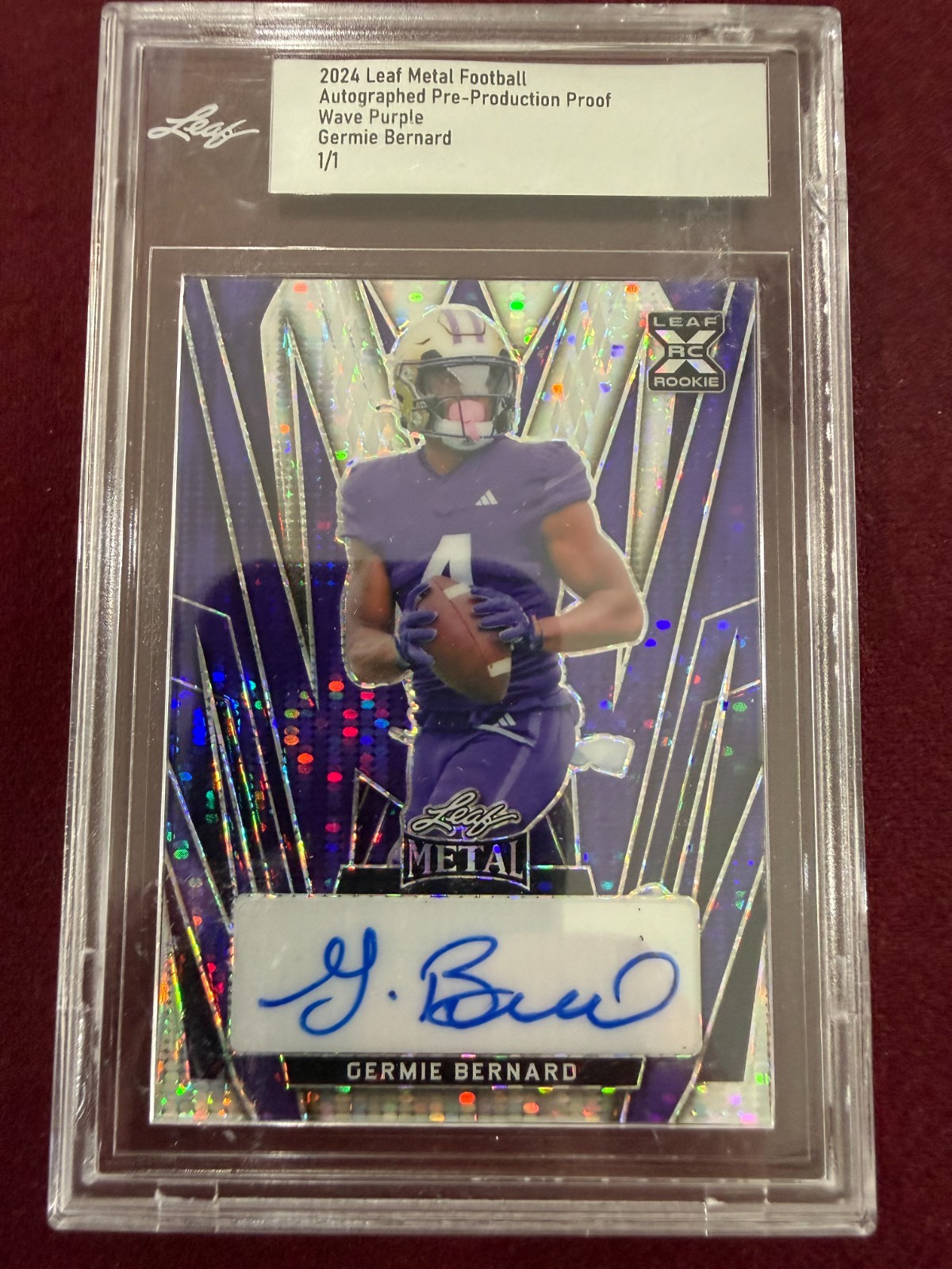 Germie Bernard 2024 Leaf Metal Purple Wave Pre-Production Proof Auto 1/1