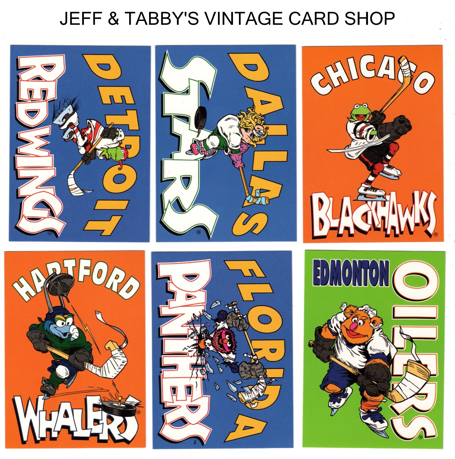 1994 Muppets Jim Henson Take The Ice Hockey Team Cards / SEE DROP DOWN MENU.