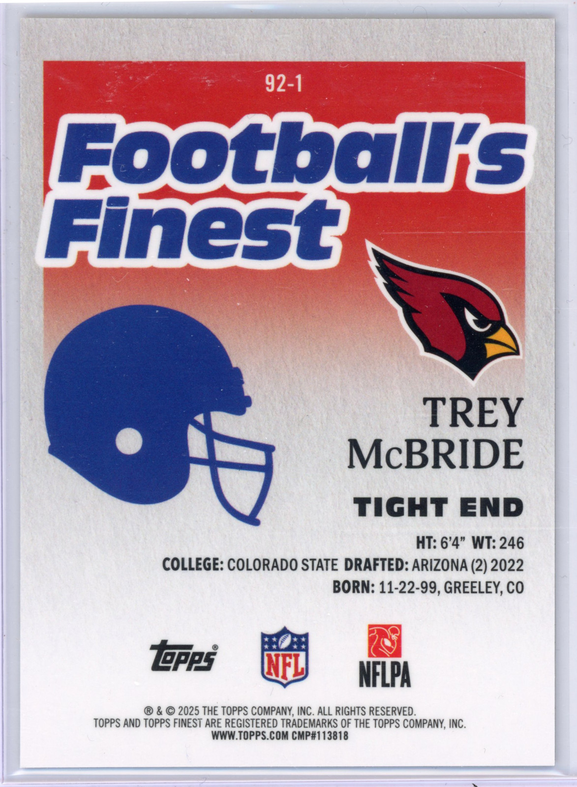 Trey McBride /92 2025 Topps Finest 92 Finest #92-1