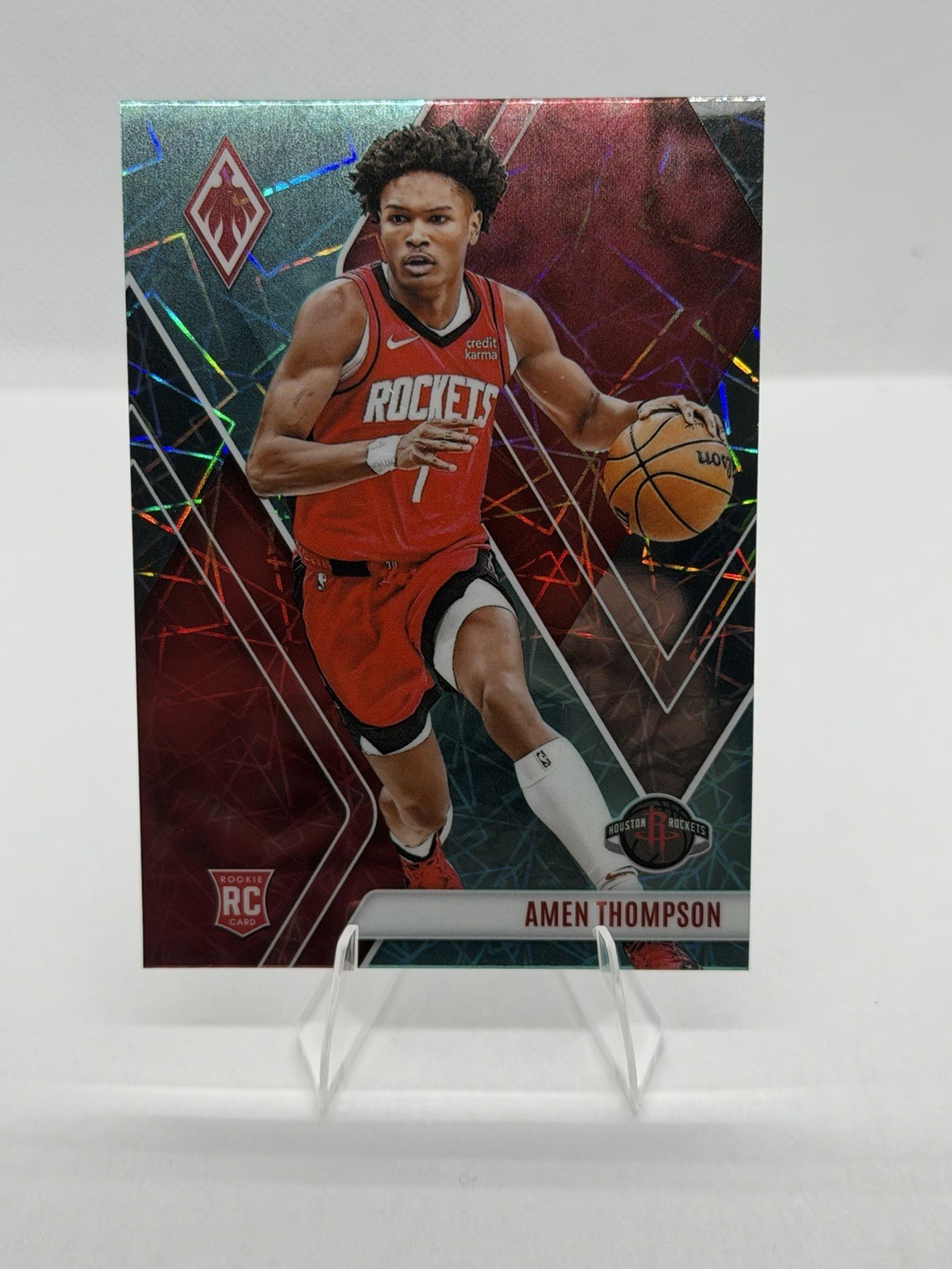2023-24 Panini Phoenix Amen Thompson RC Teal Lazer Prizm #300 Rockets