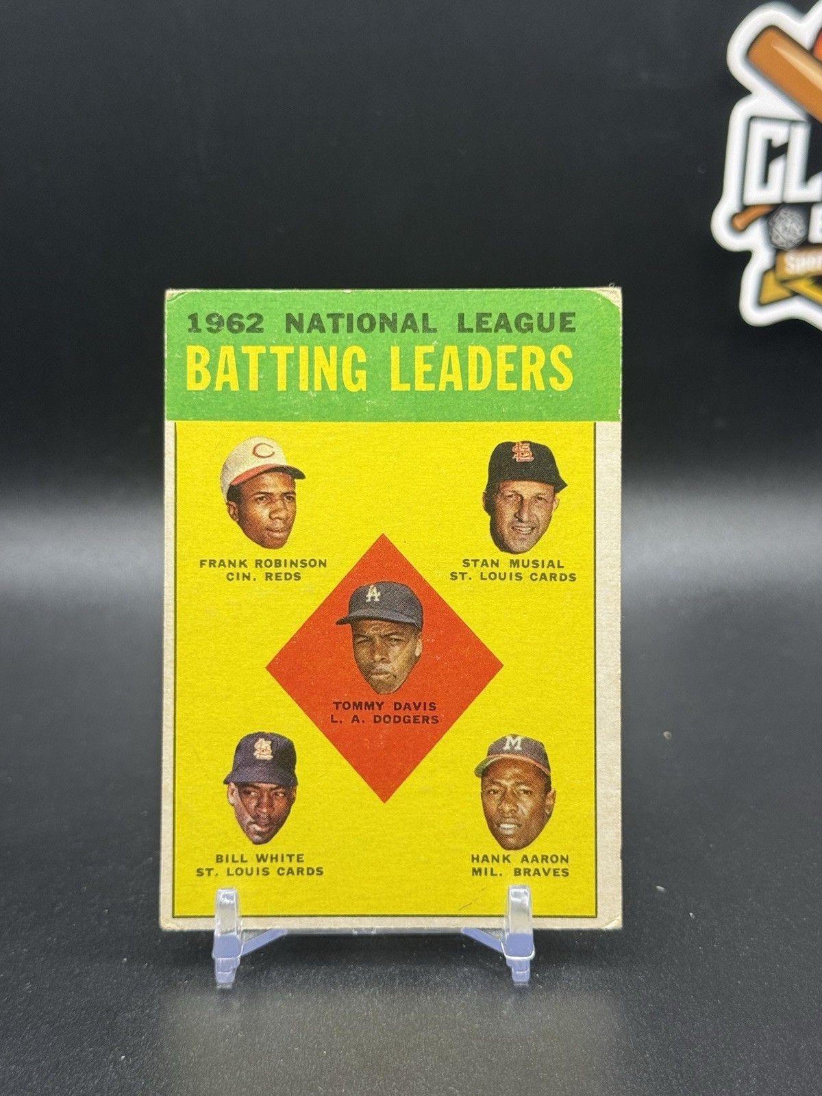 1963 Topps #1 1962 National League Batting Leaders Robinson Aaron Musial (CBWM)