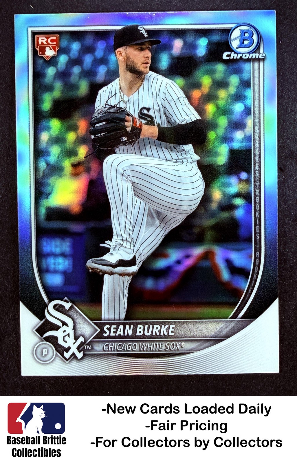 2025 Bowman Chrome Sean Burke Red Rookie Logo RC Refractor Chicago White Sox