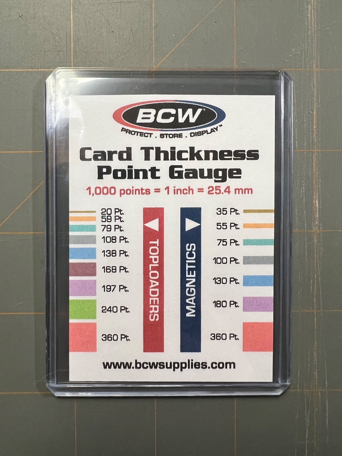 BCW Trading Card Measurement Tool Thickness Point Gauge + CBG TopLoader & Sleeve