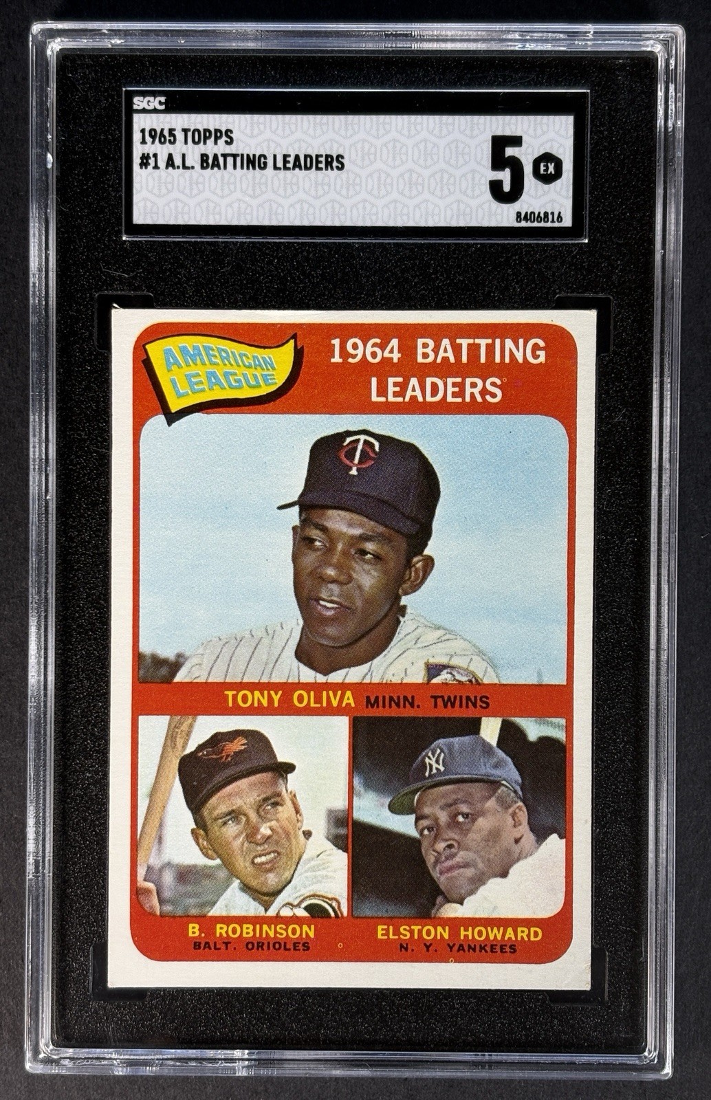 1965 Topps AL Batting Leaders #1 Robinson Oliva Howard SGC 5 EX