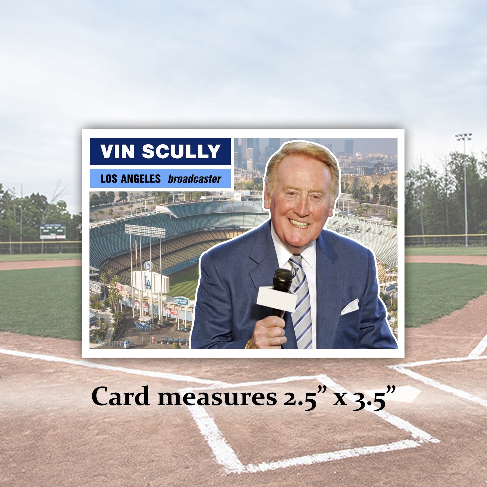 Vin Scully Los Angeles Dodgers 1950s Style ACEO Vintage Baseball Card Reprint