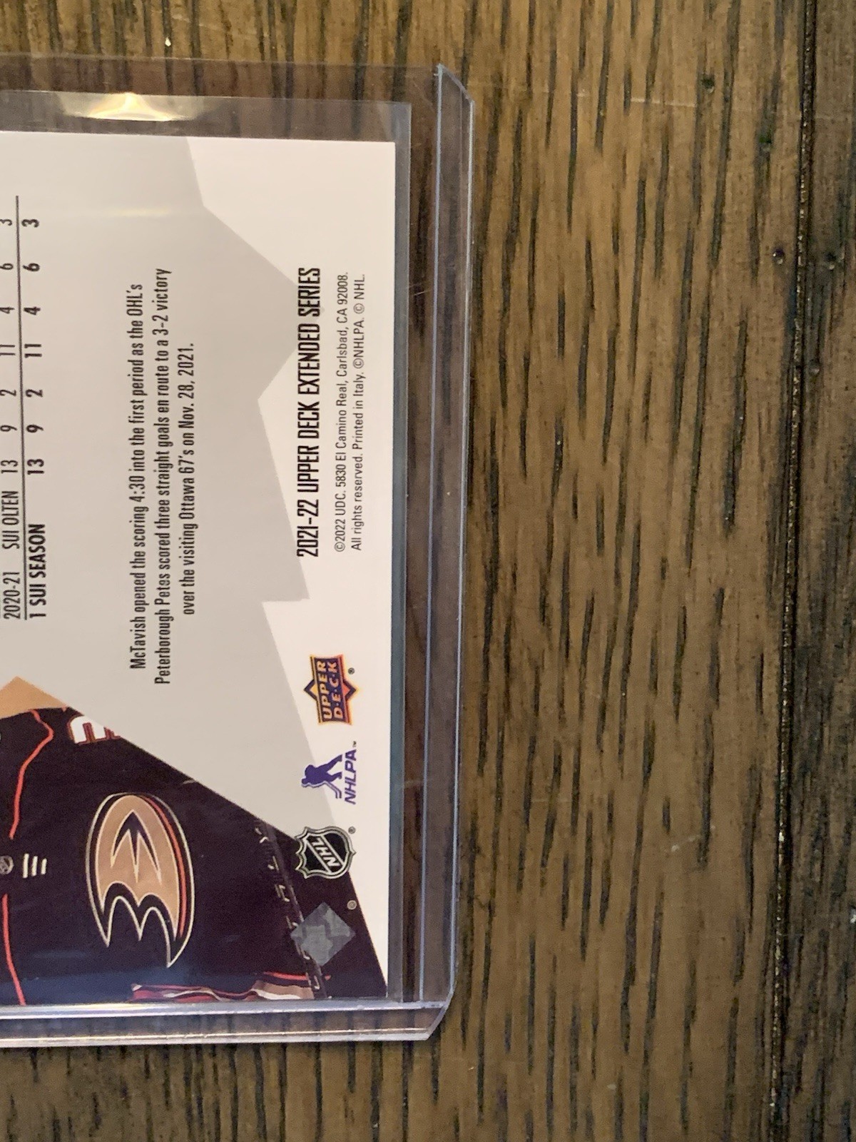 2021-22 Upper Deck Extended Series – Mason McTavish #SF-1 Spx Finite /2999 (RC)