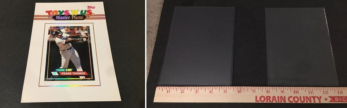 (1) 5 X 7 TOP LOAD HOLDER Rigid Top loader and Sleeve + Frank Thomas Jumbo Card