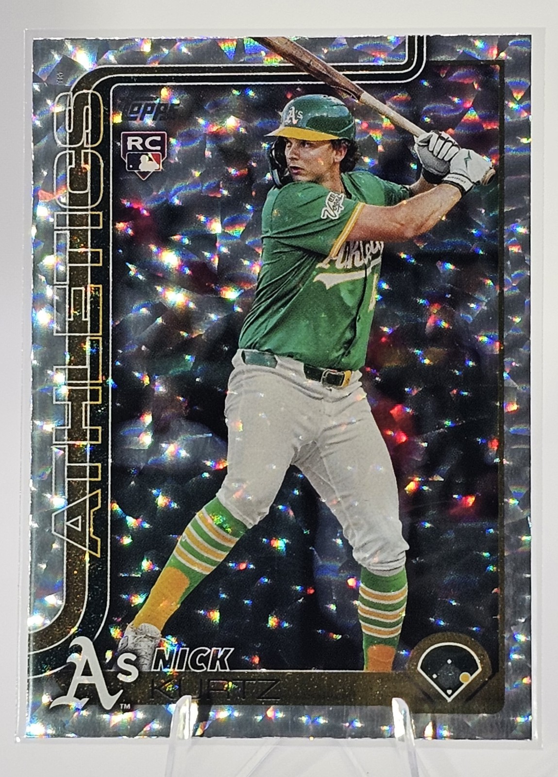 2025 Topps Update #US201 Nick Kurtz Silver Crackle Foilboard SP RC