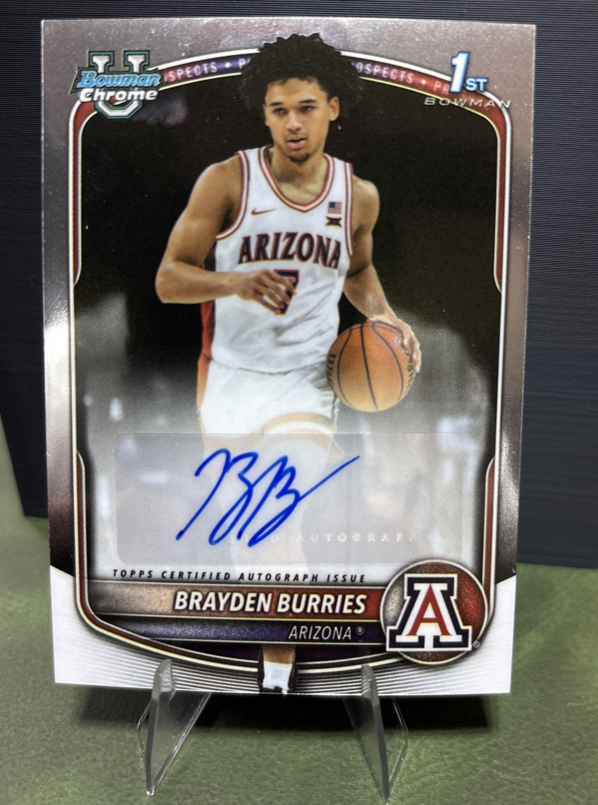 : 2025-26 Bowman Chrome Brayden Burries 1st Auto RC #CPA-BB Arizona Wildcats SP