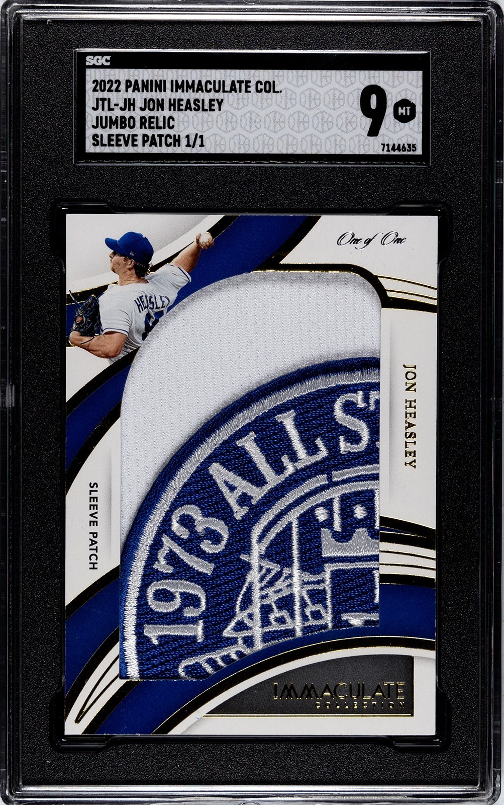 2022 Panini Immaculate Jon Heasley JUMBO RELIC SLEEVE PATCH /1 SGC 9 (1/1)