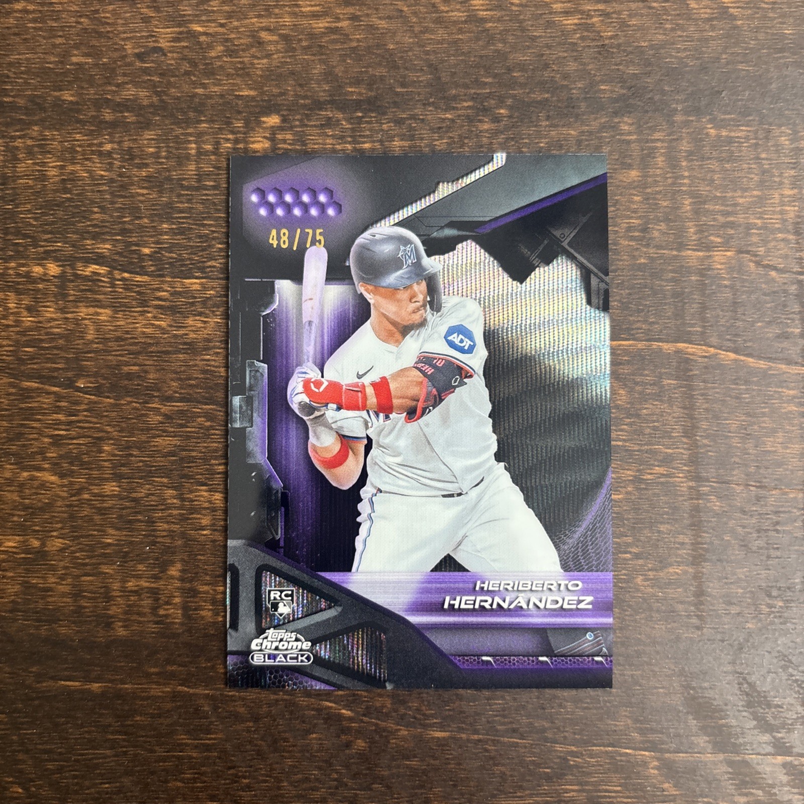 HERIBERTO HERNANDEZ 2026 Topps Chrome Black Rookie Purple Wave SP /75 Marlins