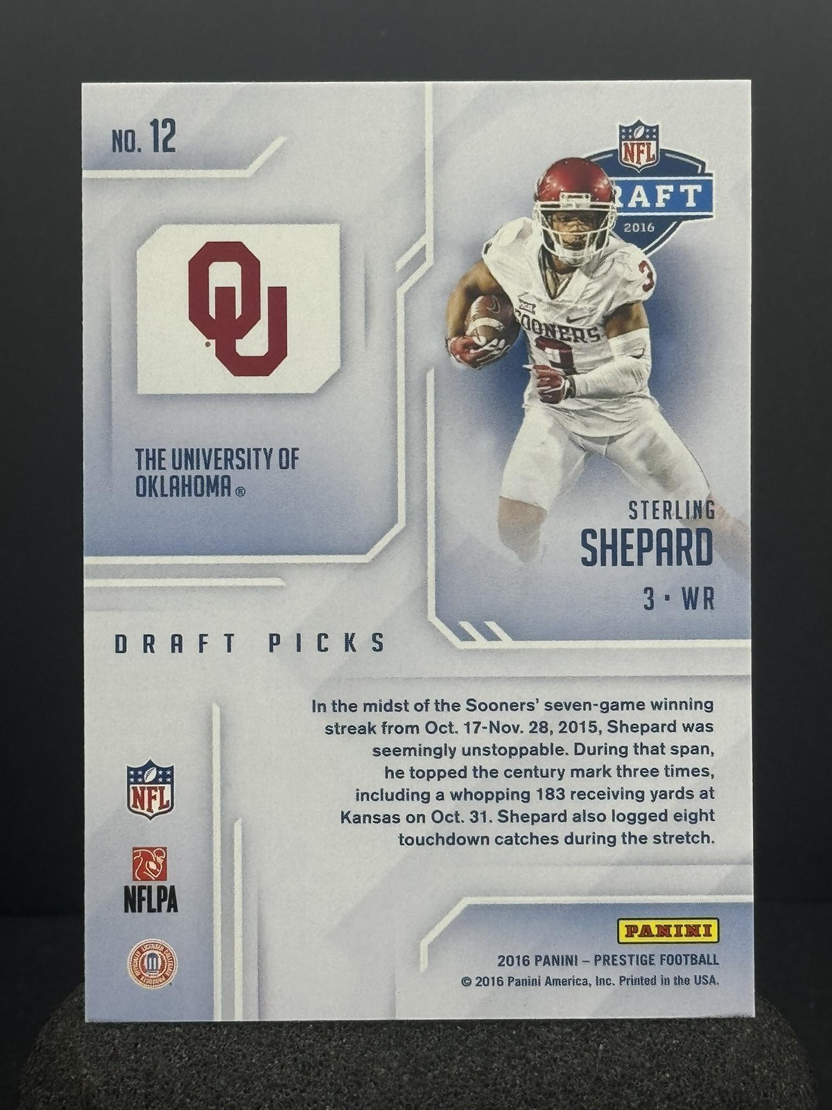 Sterling Shepard 2016 Panini Prestige #12 Draft Picks Blue Oklahoma Sooners