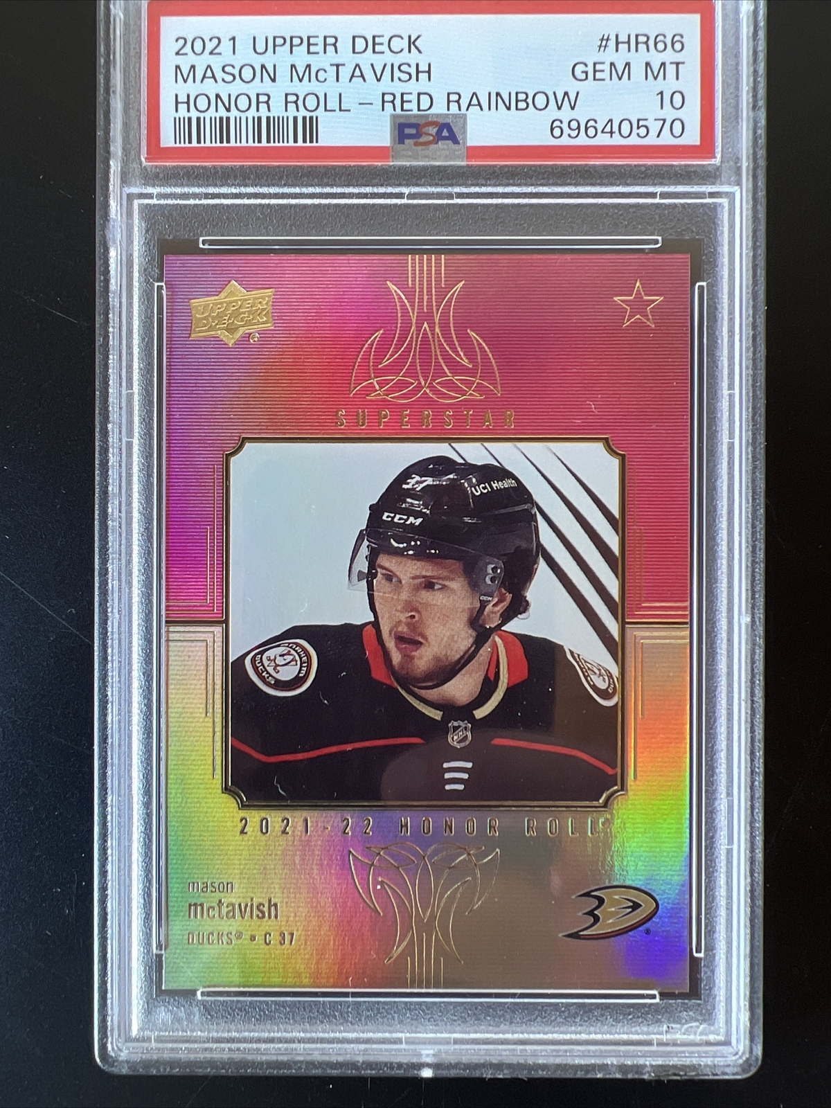 2021 Upper Deck Mason McTavish Honor Roll Red Rainbow Rookie #HR66 PSA 10 POP 1