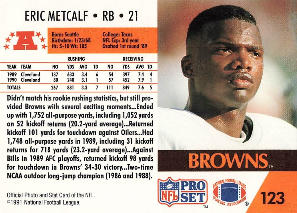 1991 Pro Set – Eric Metcalf #123