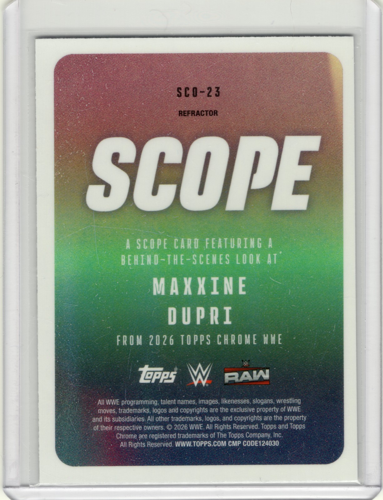 2026 Topps Chrome WWE Maxxine Dupri Scope Refractor Card #SCO-23 RAW