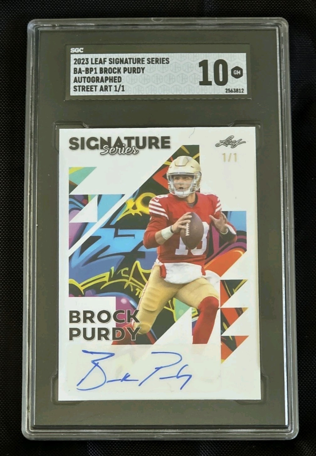 2023 Leaf Signature Series Brock Purdy Autograph Street Art 1/1 SGC 10