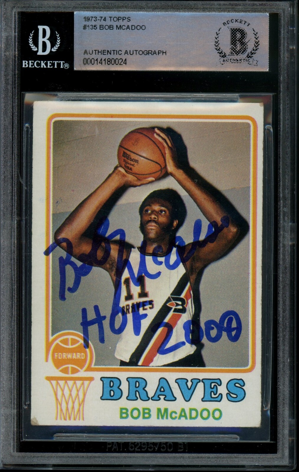 1973-74 Topps Bob McAdoo Signed Rookie Card w/ Inscriptions BAS 10 Auto