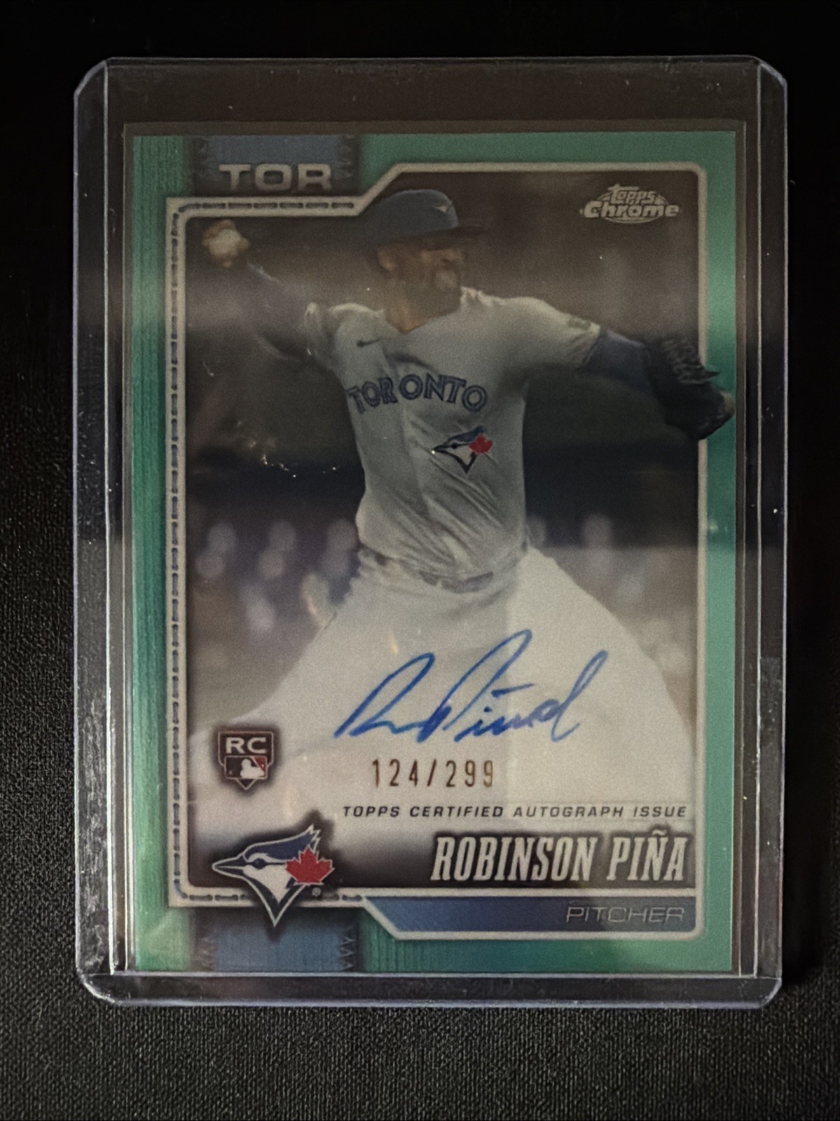 2026 Topps Chrome Baseball Robinson Pina #RA-RP Aqua Refractor 132 /199 Auto