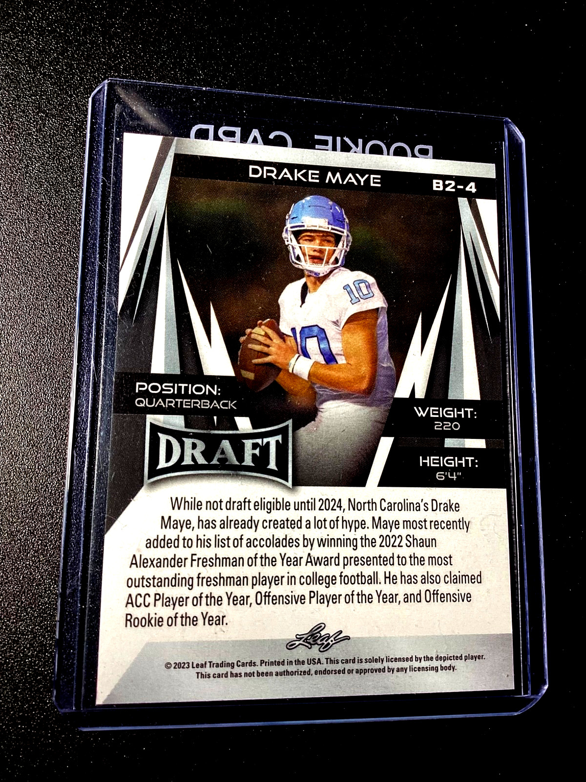 Drake Maye Rookie 2023 Leaf Draft Red Rare QB Patriots New England Football RC 1