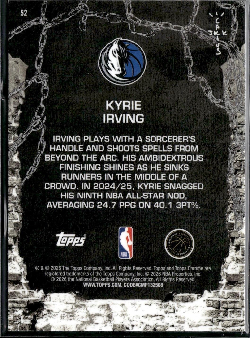 2025-26 Topps Chrome Cactus Jack #52 Kyrie Irving Dallas Mavericks