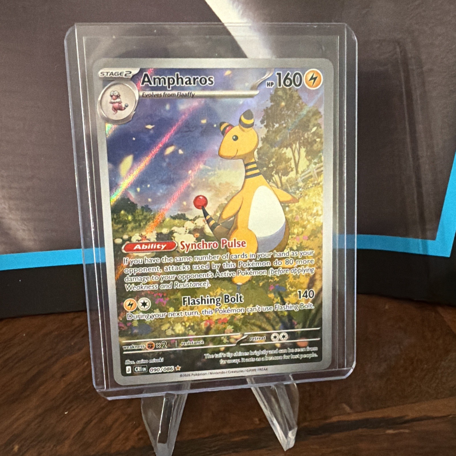 Pokémon TCG – Ampharos – 090/086 – ME04: Chaos Rising (CRI) – English IR