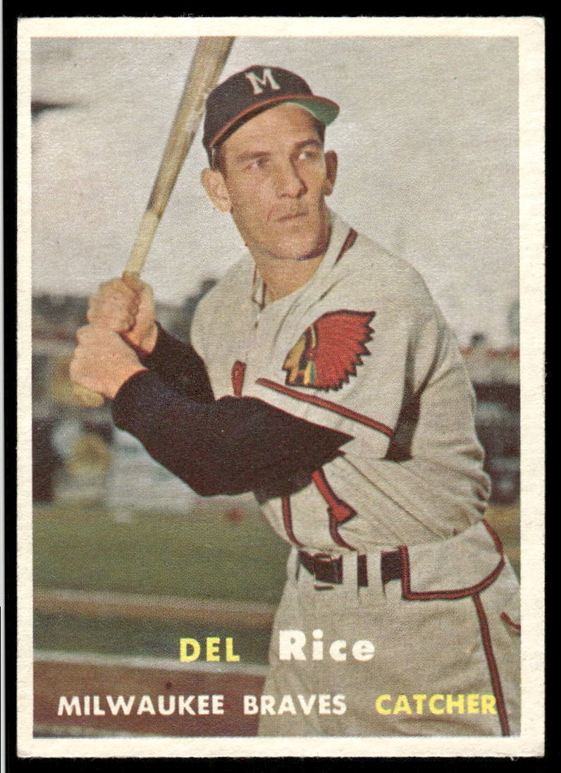 Del Rice 1957 Topps #193 Milwaukee Braves Vintage Baseball Card EX #A
