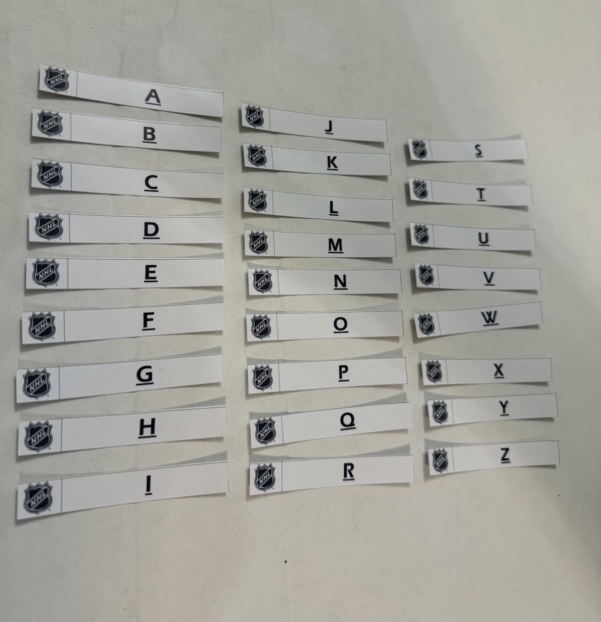 NHL A-Z Labels for BCW Card Dividers – Labels ONLY