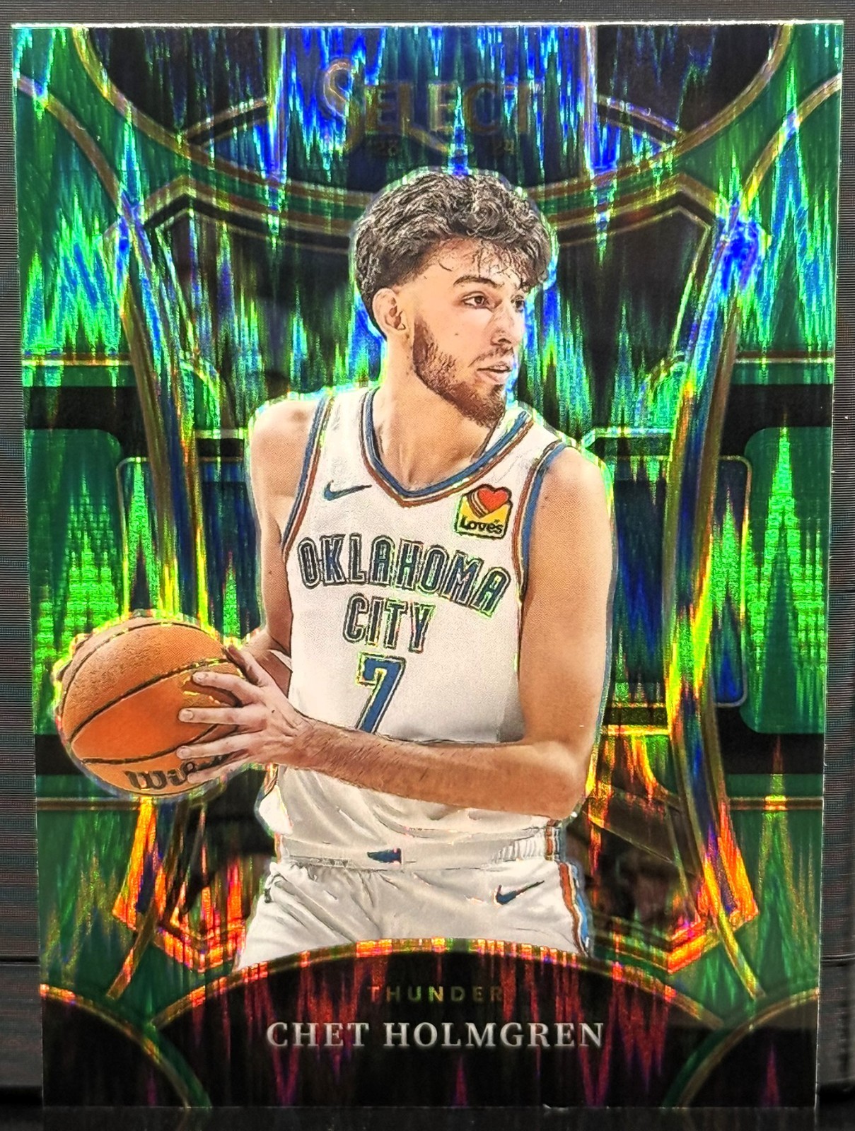 2023-24 Panini Select Mezzanine Green Shock Prizm #360 Chet Holmgren Thunder